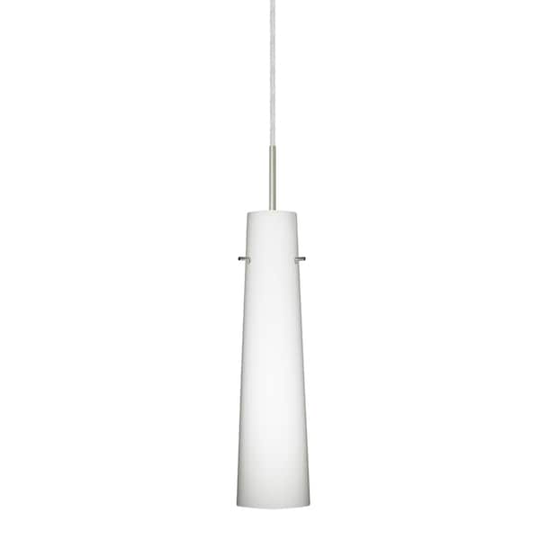 Besa Lighting Camino Cord Pendant, Opal Matte, Satin Nickel Finish, 1x50W Candelabra 1BT-567407-SN - main
